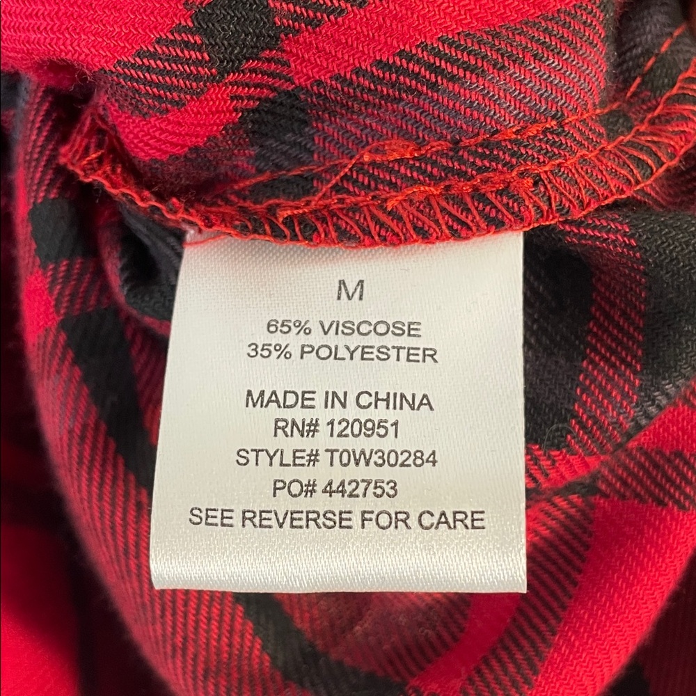 Hippie Rose Boho Red and Black Plaid Flannel Shirt. M. NWT. - Picture 7 of 10